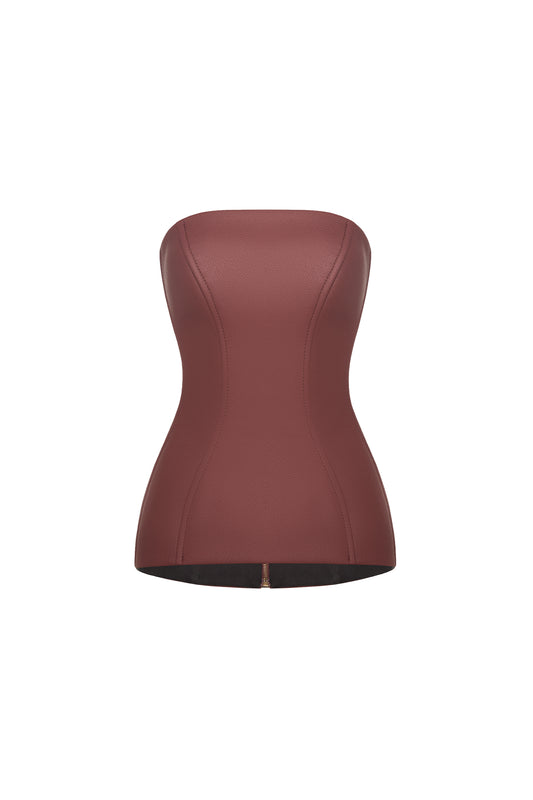 ALEXA - burgundy faux leather corset