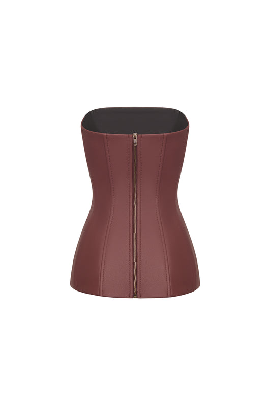 ALEXA - burgundy faux leather corset